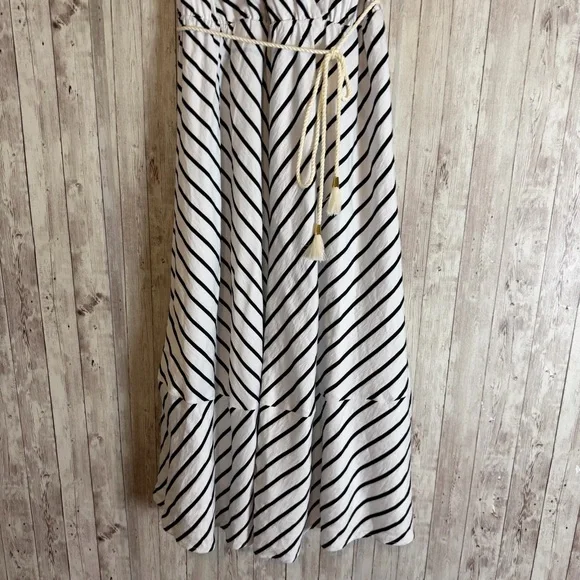 J. Jill Heather V-Neck Striped Tasseled Rope Viscose Dress - Picture 4 of 9